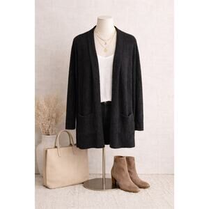 Barefoot Dreams CozyChic Lite Black Cardigan Open Front Soft Lounge Minimalist S